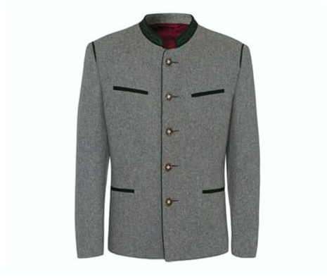 German Bavarian Jacket Austrian Traditional Tyrol Loden Blazer Wool Jacket Gray (3XL)