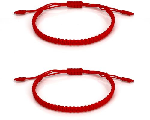 Bracciale Portafortuna Donna,Braccialetti Rossi 2 Pezzi,Regalo Amica,Regali Di Coppia,Bracciale Filo Rosso Del Destino,Bracciale Tibetano Buddista,Regalo Migliore Amica,Idee Regali Natale Donna Vajra