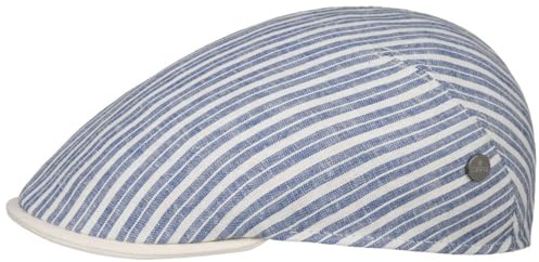 LIERYS Twotone Stripes Flatcap Mehrfarbige gestreifte Schirmmütze Made in Italy Damen Herren Frühjahr Sommer blau L (58-59 cm)