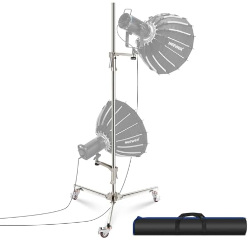 NEEWER ST198SS ST198SS Trépied Robuste en Acier Inoxydable avec roulettes 2 Bras coulissants avec poignée Pistolet Pied Pliable pour Photographie Softbox Monolight Charge Max. 16 kg