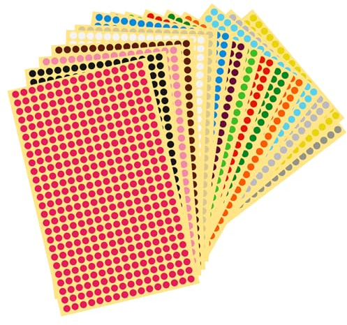Klebepunkte Bunt Colored Dot Stickers Klebepunkte Aufkleber Rund 16 Bilder 16 Farbe Markierungspunkte Klebepunkte Bunt Aufkleber Klebepunkte bunt Punkte Aufkleber für Büro Schule Kalender (6528, 6mm)