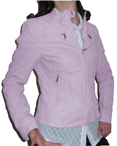 Chiodo Giacca Giacchetto Giubbino Giubbotto Corto Slim Avvitato Aderente Finta Pelle Ecopelle Skin Donna Ragazza (XL 46, Lilla)