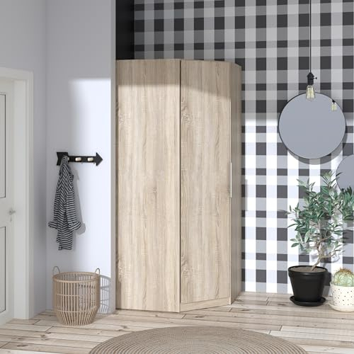 möbelando Eckkleiderschrank >CADIXO< in Sonoma Eiche - 94,2x212,9x94,2cm (BxHxT)