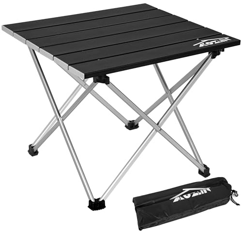 AKOZLIN Portable Camping Table, Folding Aluminium Table with Carry Bag | Size: 39 × 34 × 32 cm, Ultralight,Ideal for camping, picnics, hiking, fishing and BBQ,Quick tool-free setup in seconds.