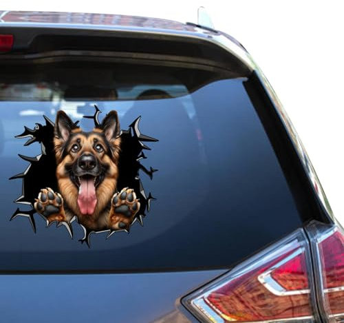 Camellia Print Deutscher Schäferhund Aufkleber fürs Auto, wasserdicht, UV-beständig, lebendiges Design, einfache Anbringung und lange Haltbarkeit