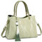 FORRICA Handtasche Damen Henkeltaschen mit Quastenanhänger PU Leder Umhängetasche Frauen Elegant Schultertasche für Reisen Bankett Shopper Grün