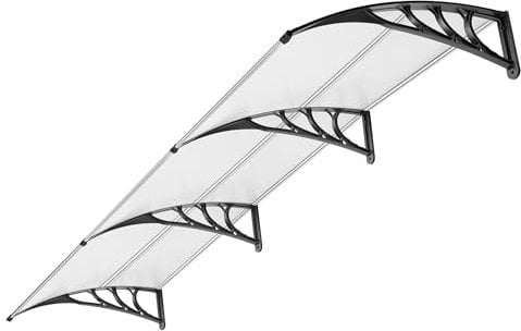 VIVOHOME Window Door Awning Canopy Transparent Vordach für Haustür 100 x 300cm Überdachung mit Aluminium Rahmen und Polycarbonat Türvordach Pultbogenvordach für Sonnenschutz und Regenschutz