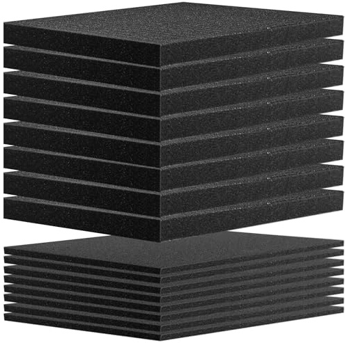 LDHHYH Würfelschaumstoff, 8 Stück 300 x 300 x 25mm/8 Stück 300 x 300 x 10mm, Rasterschaumstoff Schwarz, Schaumstoffeinlage Werkzeug