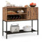 GOPLUS - Mueble de almacenamiento con armario para vino, estantes abiertos y 1 armario, aparador de cocina con marco de metal negro para comedor, entrada, 100 x 35 x 83 cm (industrial)