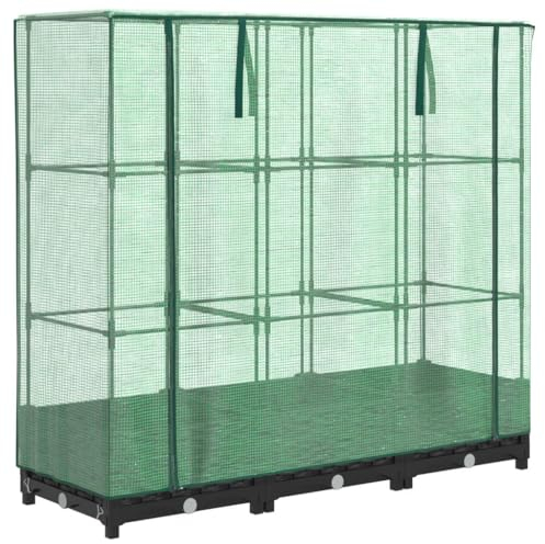 vidaXL Hochbeet mit Gewächshausabdeckung Rattanoptik 120x40x123 cm