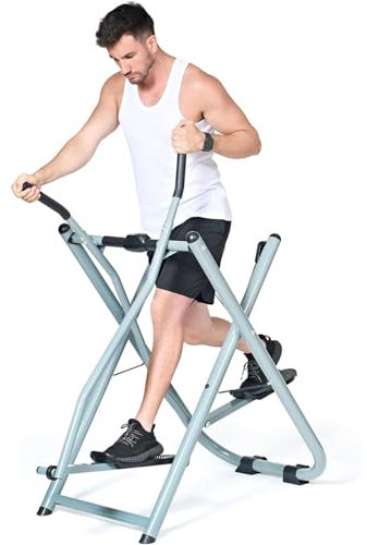 Mixtric Zusammenklappbares Airwalk-Trainingsgerät, Tragbares Ganzkörper-Fitness-Trainingsgerät, Airwalker-Gleitschirm Gerät, Für Fitnessstudio Und Büro,Silber