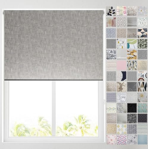 Barnes Blinds - Blackout Pattern Roller Blinds for Windows, Custom Cut to Size - Thermal Fabric Durable Fittings Easy Fit (Hayden Grey 61cm)