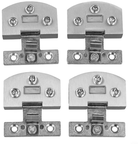 Hinges,4PCS Adjustable Glass Hinge Bathroom Shower Cabinet Cupboard Accessory with Screws for Glass Panels(Brushed)