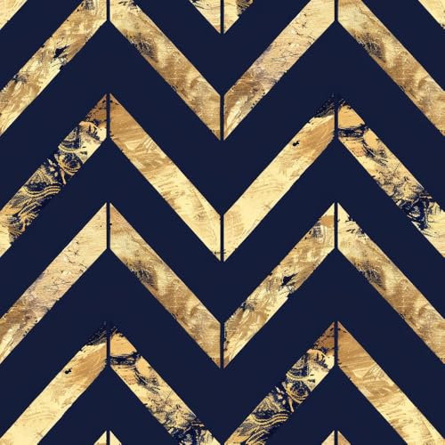 JIAOQSS Selbstklebende Tapete Blau Mit Goldenen Streifen Mustertapete Klebefolie Möbel Muster Tapete Möbelfolie Selbstklebend für Schrank Tapete Schlafzimmer Muster
