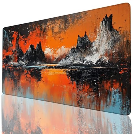 Mouse Pad Large Mouse Mat Gaming Mousepad, Black Mouse Pad 900x400x3mm, Waterproof Anti- Slip Rubber Base Desk Mat Large xxl Mouse Pad, Desk Pad Keyboard Mat for Office and Home Mountain 50- E- 5