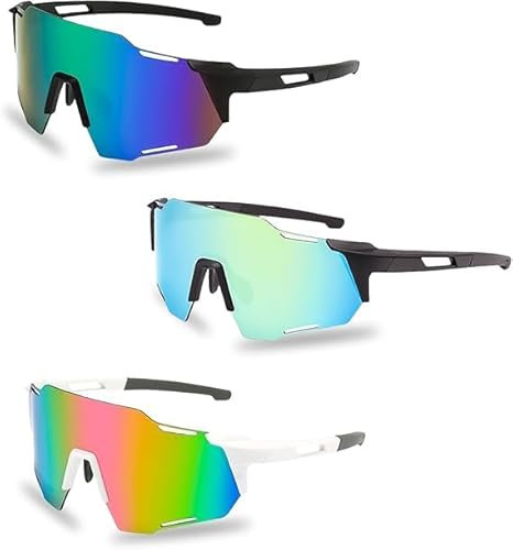 GBKDQQ Schnelle Brille: 3 Stück Sonnenbrille Fahrradbrille Polarisierte Sonnenbrille Schnelle Brille für Damen und Herren UV400 Schutzbrille Sportbrille für Outdoor Angeln Fahren Reisen