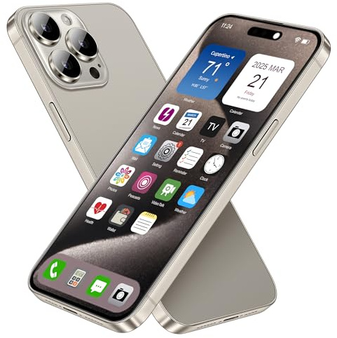 FufoneUS Anzeige gefälschte Spielzeug Telefon Handy Metallic-Modell Nicht funktionierende Replik 1:1 Telefon für Phone 15 Pro max gefälschte Spielzeug Handy (Titan)