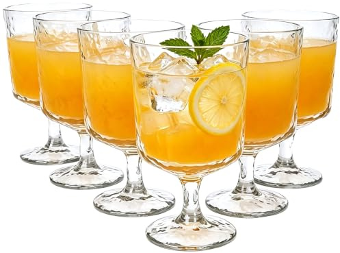 yongzhenlite Set of 6 11 Ounce Iceberg Acrylic Wine Glasses, Plastic Stem Wine Glasses Tumbler for All Purpose Party, BPA Free and Durable (Clear Color)