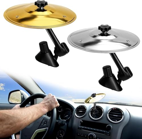 agctrler 2 Stück Auto Crash Becken, Car Crash Cymbal Drum, Mini Schlagzeug Auto Lüftungsschlitz, Auto Trommel Cymbals, Auto Musikinstrument Becken, für Alle Arten Von Fahrzeugen (Silber+Gold)