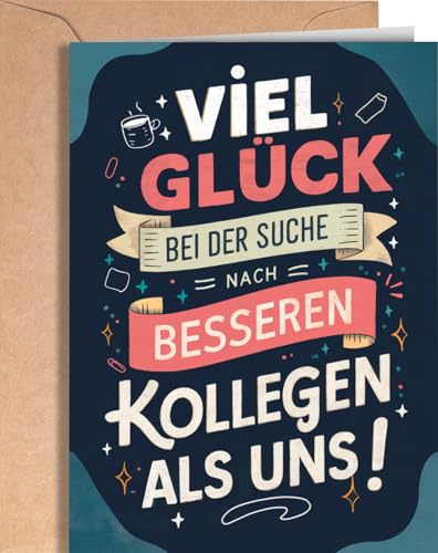 Abschiedskarte für Kollegen – Dankeskarte zum Abschied für Mann und Frau – Abschiedsgeschenk für Kollegin bei Jobwechsel – Wir werden dich vermissen – Viel Glück im neuen Job - EU 219