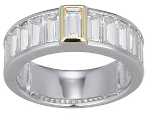 Cavill Silberring mit 2,63 ct weißem Topas und 13 Baguette Schliff Steinen aus Brasilien, moderner Channel-Set Design Ring aus 925 Sterling Silber, Größen 17-20 verfügbar