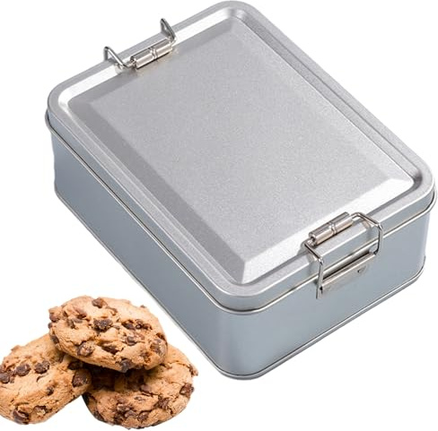 Tin Storage Box - Tin, 15.5 x 2.36 x 2.36 Inch Dustproof Biscuit Tin with Lid | Metal Snack Food Storage Jar, Coffee, Tea, Chocolate Container for Home, Kitchen, Bakery, Office
