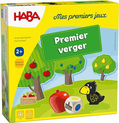 HABA - Premier Verger - Jeu de Société pour Enfant - Jeu en Bois Educatif et Coopératif - Développe l’Imagination et la Motricité - 1 à 4 Joueurs - 2 Ans - 3592