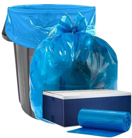 Aluf Plastics 45 Gallon 1.2 MIL Blue Industrial Strength Trash Bags - 40 x 46 - Pack of 100 - For Industrial, Home, & Recycling