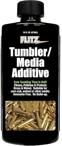 Flitz Tumbler Media Additiv, 473 ml Flasche Messingreiniger, Nachladeflüssigkeit für Munition, Kupfer und alle Metalle, Ammoniakfreie Tumbling-Politur zum Entfernen von Oxidation, Pulverrückständen (1
