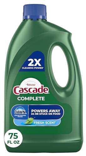 Cascade Complete Dishwasher Detergent Liquid Gel, Fresh Scent, 75 oz