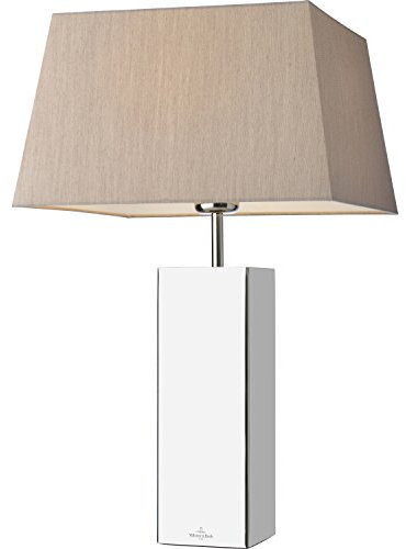 Villeroy & Boch Tischleuchte Prag quadratisch, Chrom/Beige, H 53 cm, Schirm 32 x 32 cm, Leuchtmittel nicht enthalten