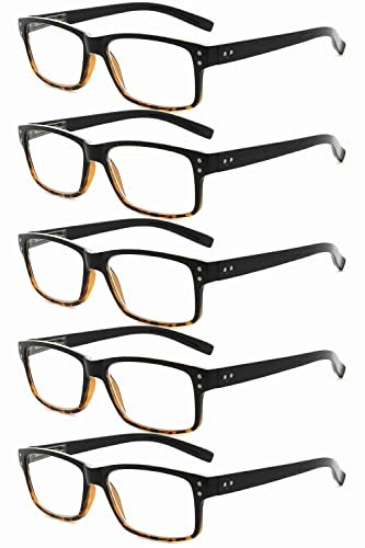Eyekepper 5er-pack Federscharniere Vintage Herren Lesebrille in Schwarz-Gelb Schildpatt