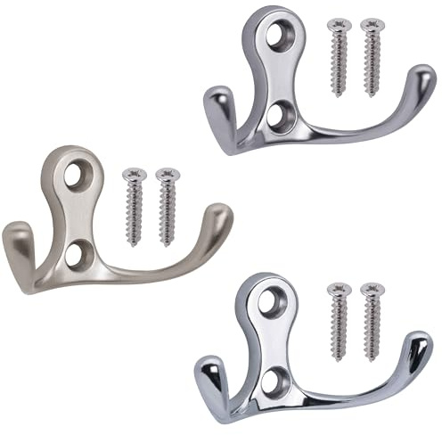 ID Dinkel Garderobenhaken 10er Set - Edelstahl Optik gebürstet - Haken Garderobe Haken zum Schrauben Kleiderhaken Haken Aufhänger für Kleidung Garderobe kleine Haken zum Schrauben Haken für Garderobe