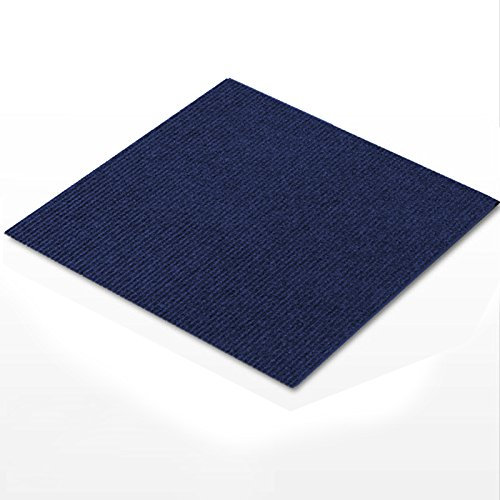 casa pura® Ribbed Carpet Tiles, Cancan - Navy Blue (1 m²) Pack of 4 Tiles, 50x50cm | Hard Wearing, Commerical Grade