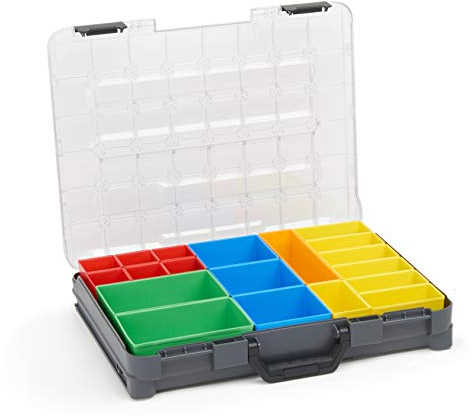 Sortimentskasten transparent mit Klappgriff Sortimo T-BOXX 320 anthrazit inkl. Insetboxenset T2 - Sortierbox Schrauben klein - Ideale Schraubenbox Aufbewahrung - von WFix