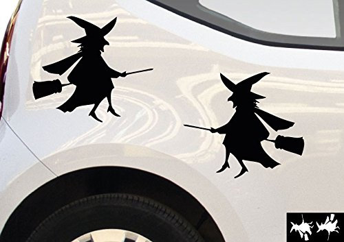 kleb-Drauf® - 2 Hexen/Rot - glänzend - Aufkleber zur Dekoration von Autos, Motorrädern und Allen Anderen glatten Oberflächen im Außenbereich; aus 19 Farben wählbar; in matt oder glänzend