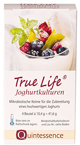 Quintessence Joghurtkulturen für Joghurtbereiter 4 x 10,4g - Joghurt selber machen, Joghurtferment für 4L frischen Joghurt mit 7 hochwertigen Kulturen