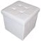 HomeHarmony Folding Storage Ottoman Seat, Stool, Toy Storage Box Faux Leather (White Medium)
