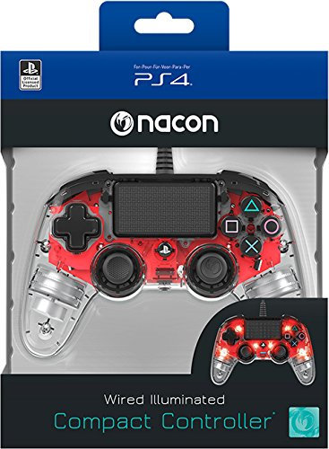 Manette Lumineuse Rouge Filaire pour PS4 Nacon