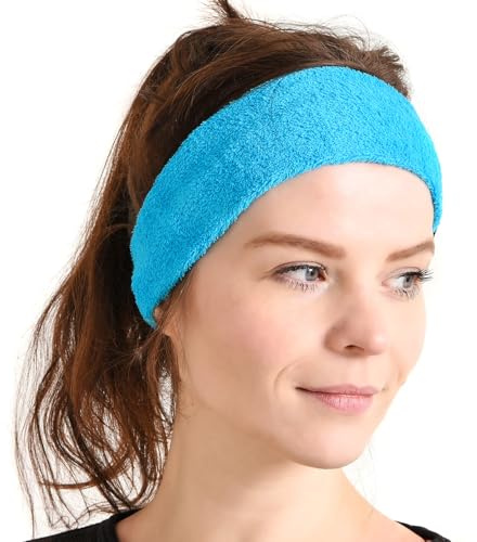 CHARM Unisex Sport Stirnband - Schweiß Absorbierend Baumwolle Stirnbänder für Yoga Und Pilates Blau