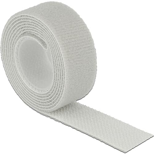 DeLOCK Klett-Kabelbinder L 1 m x B 20 mm Rolle, grau