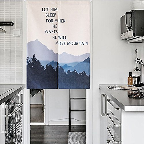 ele ELEOPTION Rideau de Porte Noren Porte Rideau en Lin de Coton Japonais Rideau de Porte Fly (Montagne, 85 * 90CM)
