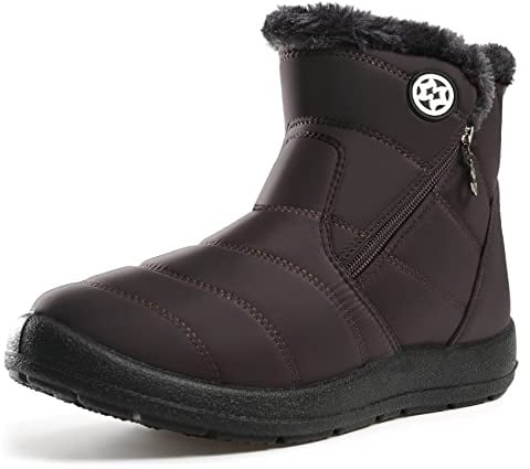 Gaatpot Winterstiefel Damen Winterschuhe Wasserdicht Warm gefütterte Schneestiefel Winter Kurzschaft Stiefel Boots Coffee 42