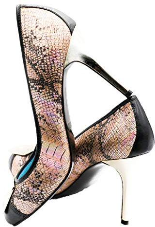 Just Cavalli Eleganter High Hell Damen Pumps S09WL0018 Rosa Pfirsich Schwarz ausgefallener extravaganter Schuh (38 EU, rosa-pfirsich-schwarz)