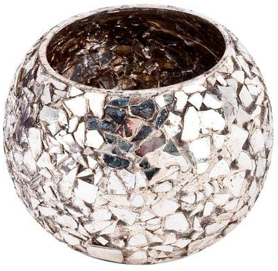 Teelichthalter Kugel Mosaik-Design Glas 7x8x8cm go