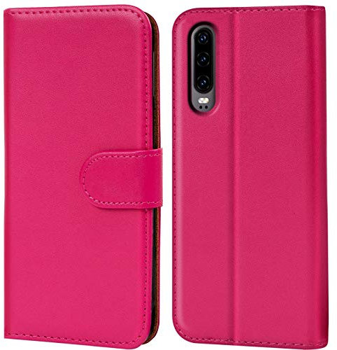 Verco kompatibel mit P30 Hülle, Handyhülle für Huawei P30 Tasche PU Leder Booklet Flip Case - Pink