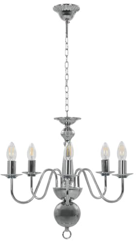 vidaXL Chandelier Silver 5 x E14 Bulbs