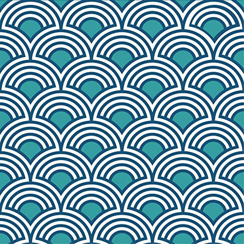 Sticker carrelage adhésif 15x15 cm, 6 pièces, motifs écailles de poisson, ton vert graphique, déco intérieure lessivable, décoration murale.