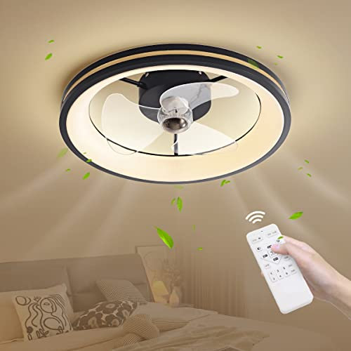 LED Ceiling Fan With Light,Modern Ultra-quiet Ceiling Lamp with Fan,With Remote Control,6 Levels Wind Speeds,Stepless Dimming Light,Fan Lighting for Living Room, Bedroom, Children's RoomØ50cm,B