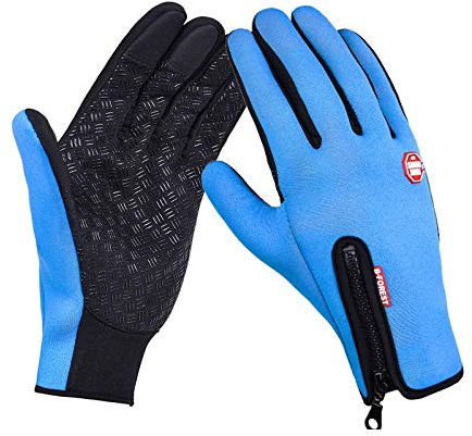 Cicilin, guanti unisex sport ciclismo inverno autunno regolabile impermeabile touch screen guanti antivento in silicone termico antiscivolo per sport esterni blu silicone S